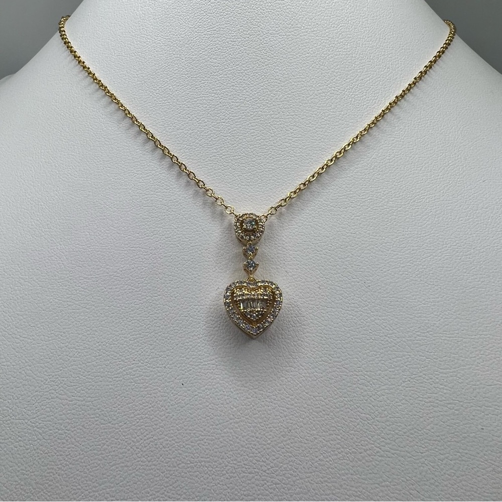 Gold Diamond Dangling heart Necklace
